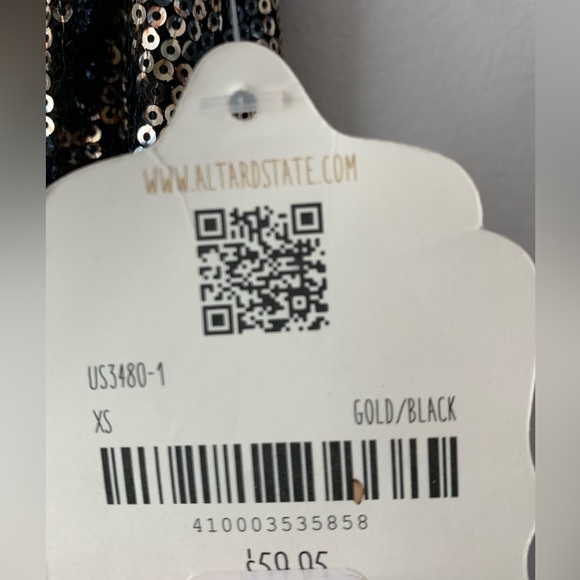 NWT Altar’d State Sequin Leopard Gold Black Mini Skirt Animal Print XS - Picture 6 of 10